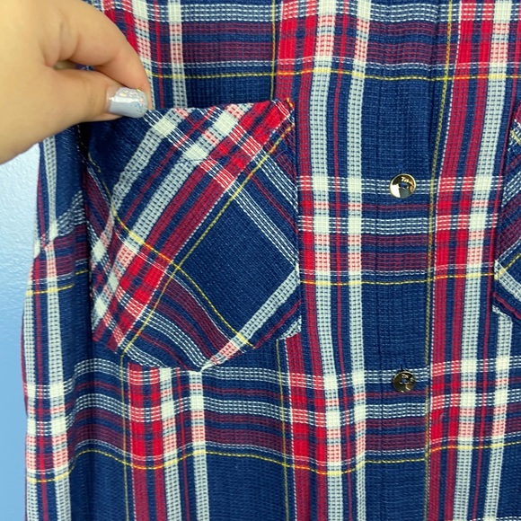 Tommy Hilfiger| Plaid Sleeves Button Down Dress - Picture 4 of 8